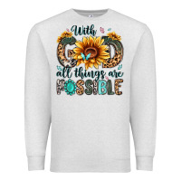 Oatmeal Heather with god all things are possible malias Premium Sweatshirt - MaliasSmallBusiness