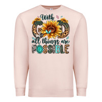 Pale Pink with god all things are possible malias Premium Sweatshirt - MaliasSmallBusiness