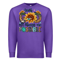 Purple with god all things are possible malias Premium Sweatshirt - MaliasSmallBusiness