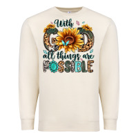 Sandshell with god all things are possible malias Premium Sweatshirt - MaliasSmallBusiness