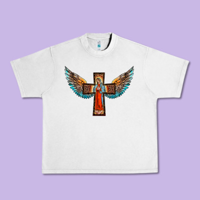 Our Lady Of Guadalupe Cross With Wings Urban Heavy Tee Designed By Barkaloodesign