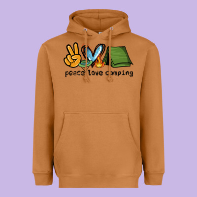 Peace Love Camping Heavyweight Hoodie Designed By Nancycooperartshop