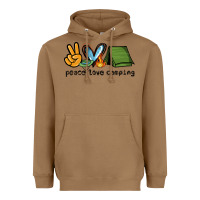 Toasted Coconut peace love camping Heavyweight Hoodie - NancyCooperArtShop