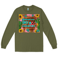 Army Green raised 90's country guitar cactus sunflower's Long Sleeve Tee - Artiststas