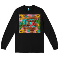 Black raised 90's country guitar cactus sunflower's Long Sleeve Tee - Artiststas