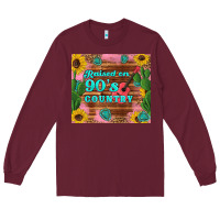 Burgundy raised 90's country guitar cactus sunflower's Long Sleeve Tee - Artiststas