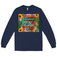 Navy raised 90's country guitar cactus sunflower's Long Sleeve Tee - Artiststas