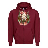 Burgundy western llama and roses Zipper Hoodie - LillyAllenDesigns