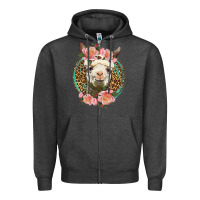 Charcoal Heather western llama and roses Zipper Hoodie - LillyAllenDesigns