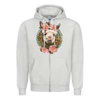 Dove Grey western llama and roses Zipper Hoodie - LillyAllenDesigns