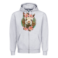 Heather Grey western llama and roses Zipper Hoodie - LillyAllenDesigns