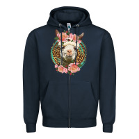 Navy western llama and roses Zipper Hoodie - LillyAllenDesigns