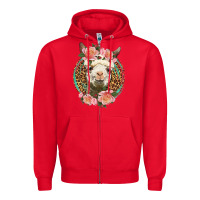 Red western llama and roses Zipper Hoodie - LillyAllenDesigns