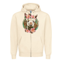Sandshell western llama and roses Zipper Hoodie - LillyAllenDesigns