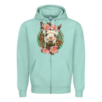 Seafoam western llama and roses Zipper Hoodie - LillyAllenDesigns