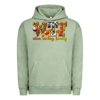 Pigment Oil Green WTF Wine Turkey Family Urban Hoodie - texasbilliewilder