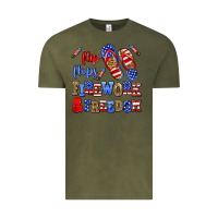 Vintage Olive flip flops fireworks and freedom Vintage Tee - AdoDesignShop