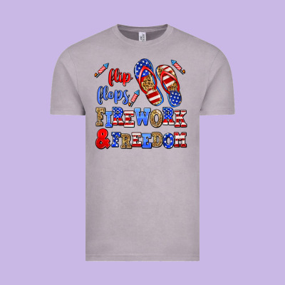 Flip Flops Fireworks And Freedom Vintage Tee Designed By Adodesignshop
