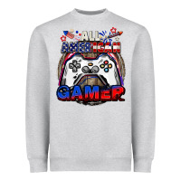 Heather Grey All American gamer 4th of july Heavyweight Sweatshirt - CowGirlArtShop