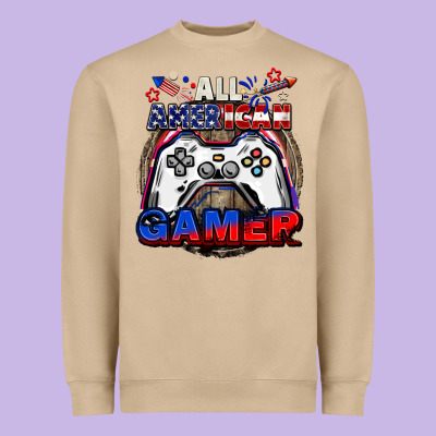 All American Gamer 4th Of July Heavyweight Sweatshirt Designed By Cowgirlartshop