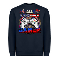 Navy All American gamer 4th of july Heavyweight Sweatshirt - CowGirlArtShop
