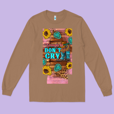 Cowgirls Don't Crty Boots Hat Sunflowers 12 Oz Can Cooler  (slim) Long Sleeve Tee Designed By Artiststas