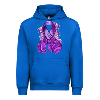 Cobalt purple ribbon with boxing gloves Urban Hoodie - NancyCooperArtShop