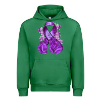 Emerald purple ribbon with boxing gloves Urban Hoodie - NancyCooperArtShop