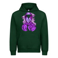 Forest Green purple ribbon with boxing gloves Urban Hoodie - NancyCooperArtShop
