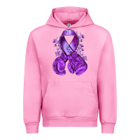 Fuchsia Pink purple ribbon with boxing gloves Urban Hoodie - NancyCooperArtShop