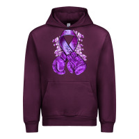 Mauve Wine purple ribbon with boxing gloves Urban Hoodie - NancyCooperArtShop