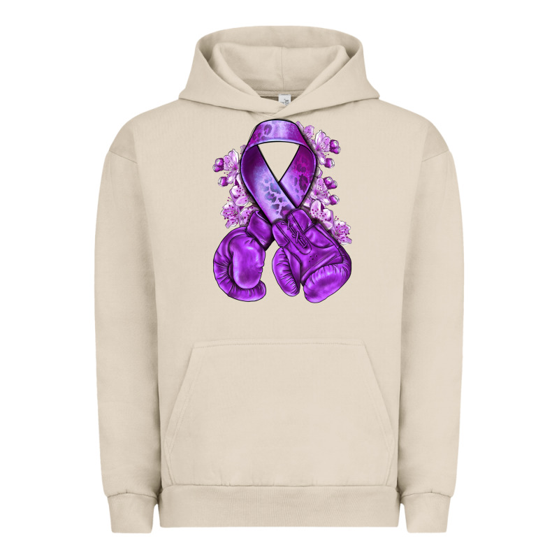 Purple Ribbon With Boxing Gloves Urban Hoodie by NancyCooperArtShop | Teevron