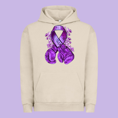Purple Ribbon With Boxing Gloves Urban Hoodie Designed By Nancycooperartshop