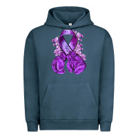 Pigment Midnight Navy purple ribbon with boxing gloves Urban Hoodie - NancyCooperArtShop