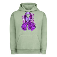Pigment Oil Green purple ribbon with boxing gloves Urban Hoodie - NancyCooperArtShop
