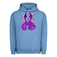 Pigment Pebble Blue purple ribbon with boxing gloves Urban Hoodie - NancyCooperArtShop