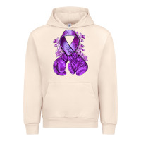 Sandshell purple ribbon with boxing gloves Urban Hoodie - NancyCooperArtShop