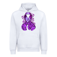 White purple ribbon with boxing gloves Urban Hoodie - NancyCooperArtShop