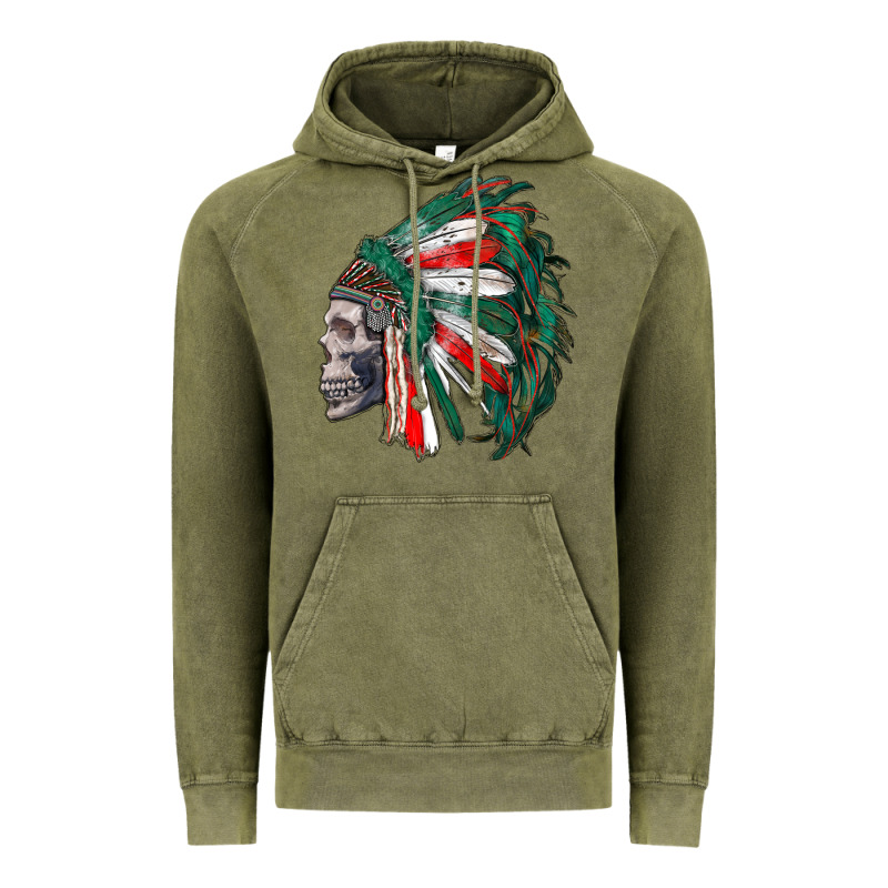 Mexican Indian Headdress With Skull Vintage Hoodie by RanaPortraitStore | Teevron