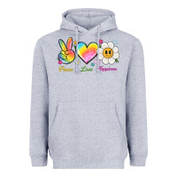 Heather Grey peace love happiness Heavyweight Hoodie - NancyCooperArtShop