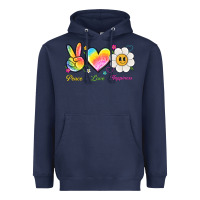 Navy peace love happiness Heavyweight Hoodie - NancyCooperArtShop
