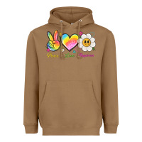 Toasted Coconut peace love happiness Heavyweight Hoodie - NancyCooperArtShop