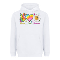White peace love happiness Heavyweight Hoodie - NancyCooperArtShop