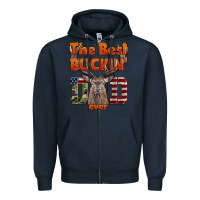 Navy The Best Bucking Dad Ever Zipper Hoodie - LillyAllenDesigns