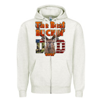 Oatmeal Heather The Best Bucking Dad Ever Zipper Hoodie - LillyAllenDesigns