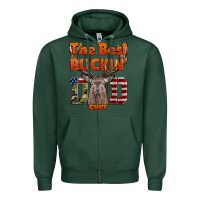 Sports Green The Best Bucking Dad Ever Zipper Hoodie - LillyAllenDesigns