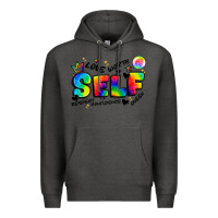 Charcoal Heather self love tie dye Premium Hoodie - Artiststas