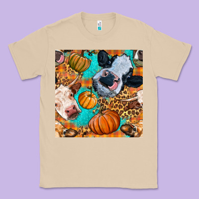 Autumn Cows Seamless Pattern Classic Tee Designed By Bundleandbundleshop