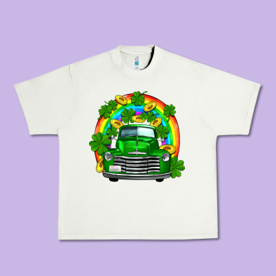 St Patricks Shamrock Gold Rainbow Truck Urban Heavy Tee Designed By Fadigitalartstudio