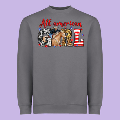 All American Girl With Cowgirl Heavyweight Sweatshirt Designed By Neo Western